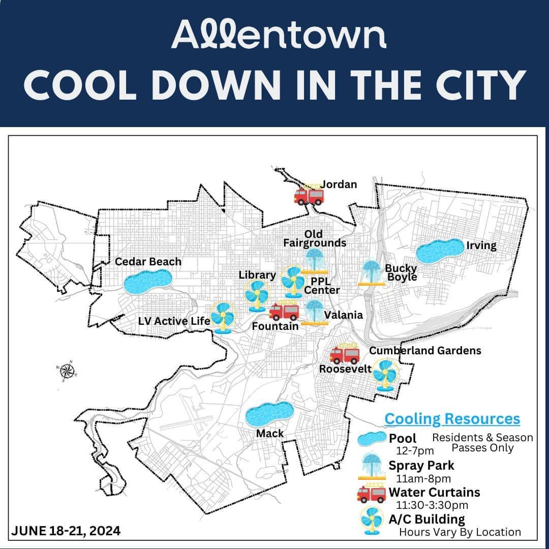 allentown free pool day 2024 heat wave map